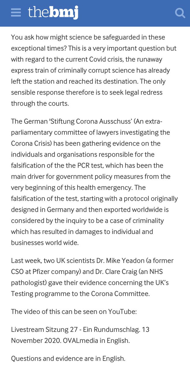 Dr Yeadon’s explanation of the misuse of the PCR test is thoroughly communicated in his many tweets, yet his illuminating information has not been graced with the amplification of broadcast. Maybe because it’s good news reality does not fit the state agenda for fear-mongering....