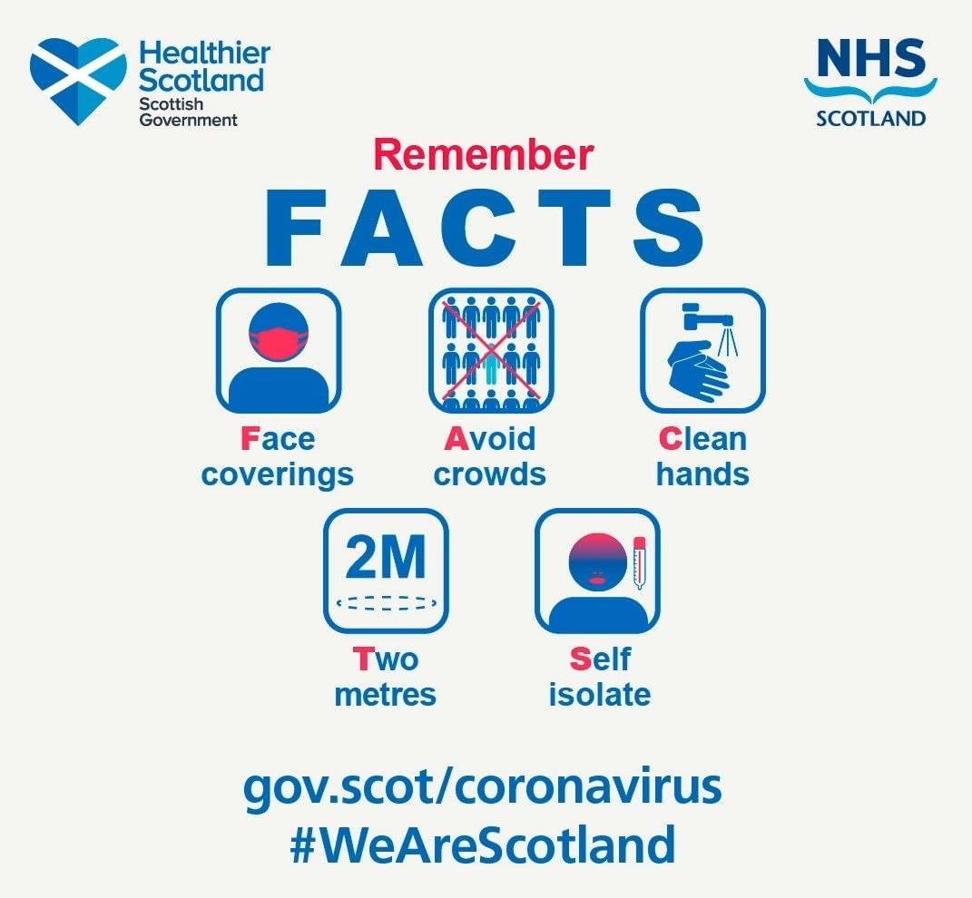 It is important we do what we can to stop to the spread of Coronavirus. If you do go out for exercise or for essential purposes, please remember FACTs 😷