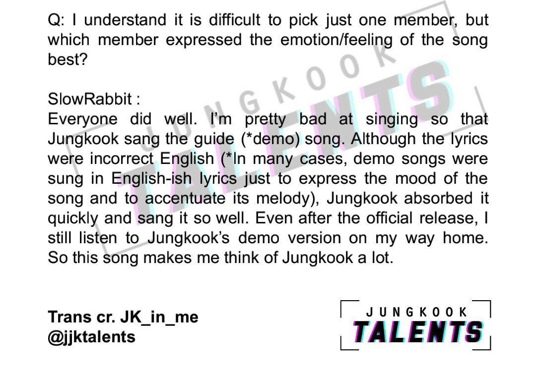 Because of Jungkook’s understanding in emotion, it’s one of the major reasons why music critics and producers have highlighted him often stating that he can bring a listener into a story and bring the song to life.