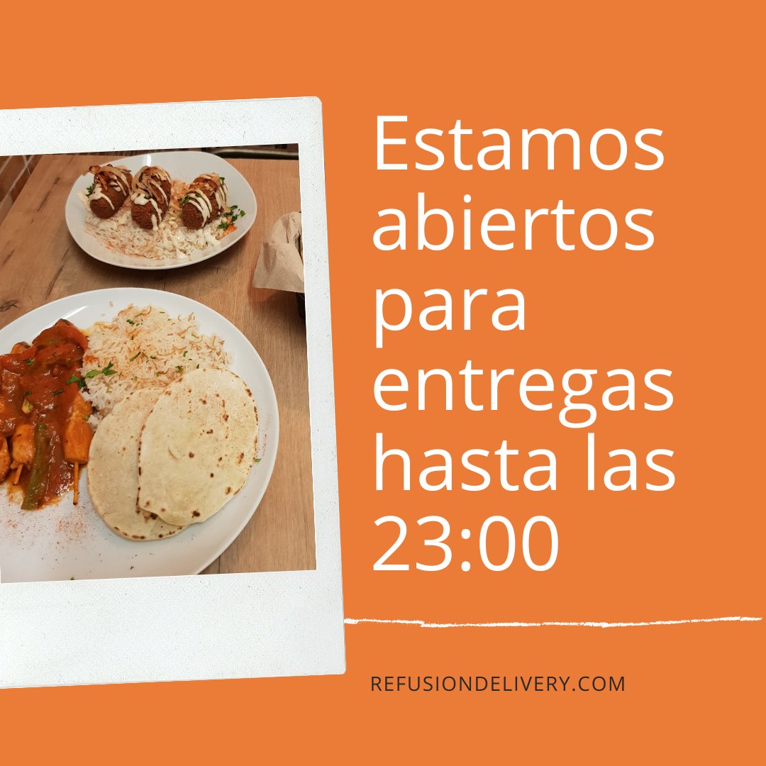 Estamos abiertos para entregas hasta las 23:00 💥🧡

Podéis hacer pedidos para entregar hasta las 23:00 en refusiondelivery.com

#conlosrefugiados #WithRefugees #madrid #foodie #syria #siria #sudan #venezuela #comidasostenible #comidaadomicilio