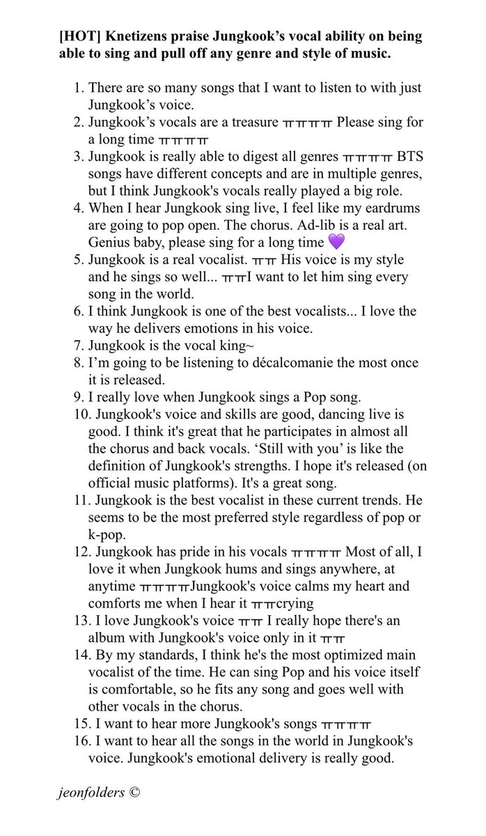 6) Jungkook’s variety, being a vocal chameleon:Jungkook is mostly known to fit the classical pop sounds, yet whenever he explores other genres, the reaction is massive causing people to wonder how he is able to sing every genre.