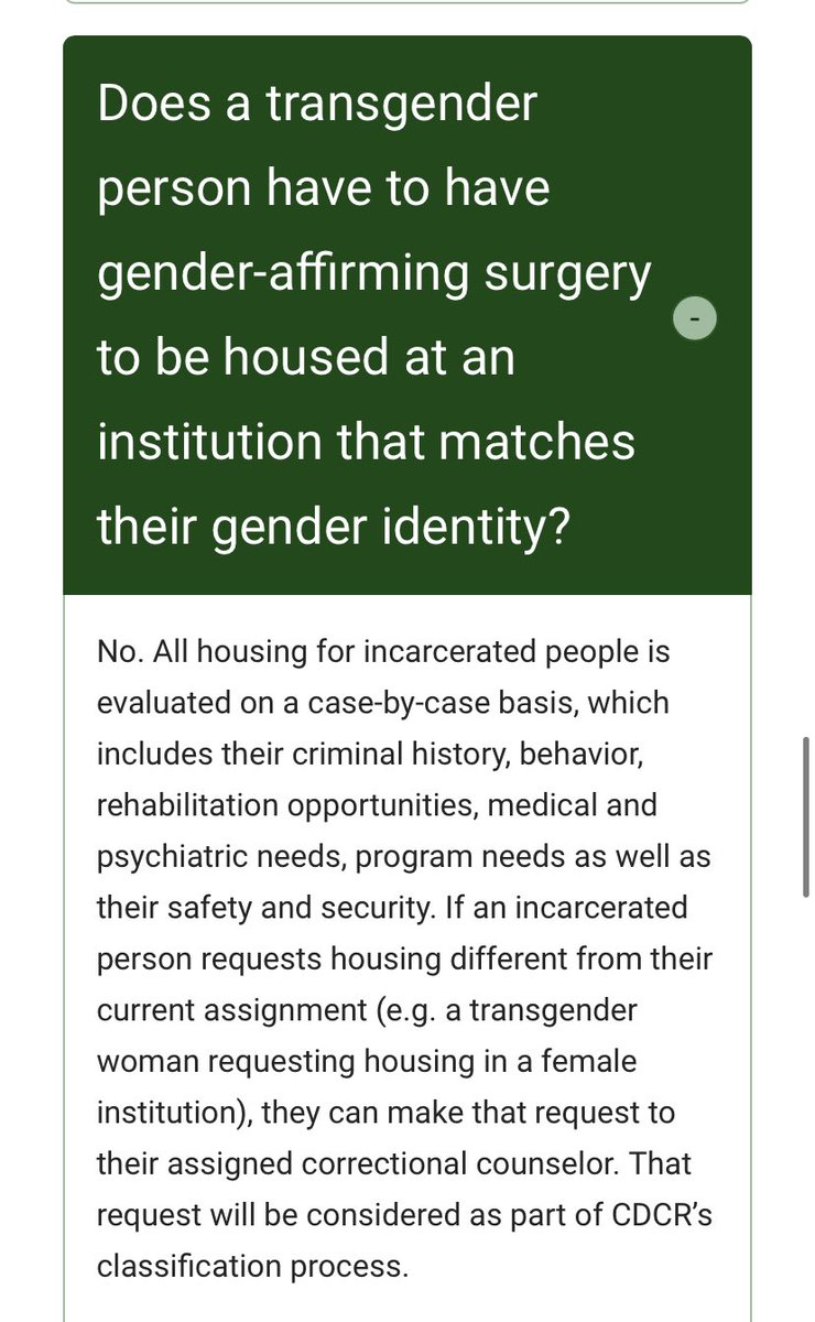 And of course, while they say they have a committee to decide housing, they make it clear that they rely purely on self-ID. They admit that men who take no hormones and have intact penises are eligible to be moved to women’s housing.