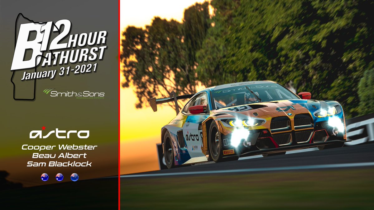 Altus_Esports's tweet photo. Our first event with our newly painted @BMWMotorsport M4 GT3's, and we're fielding two of them! Our first is our @ASTROGaming entry of:

🇦🇺 @Cooperwebstre 
🇦🇺 @BeauAlbert06 
🇳🇿 @samblacklock215 

Let's go fellas! #ASTRO #WeAreAltus #BMWM4 https://t.co/TKSEGOqurr