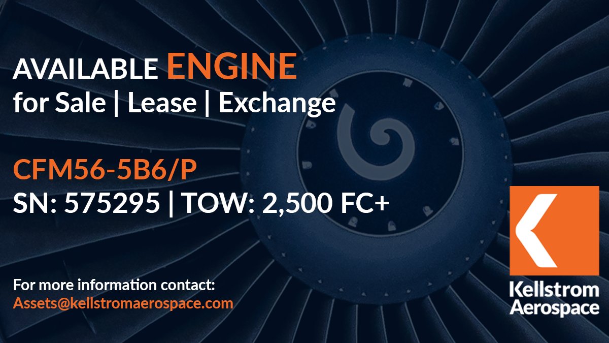 KellAero's tweet image. [Assets Available] #CFM56-5B6/P Engine available for lease, sale or exchange. Visit bit.ly/3iXuSzv to download the mini-pack or email us at assets@kellstromaerospace.com to learn more about our various #CFM56 assets available. 
#EngineLeasing #Aviation #AviationIndustry