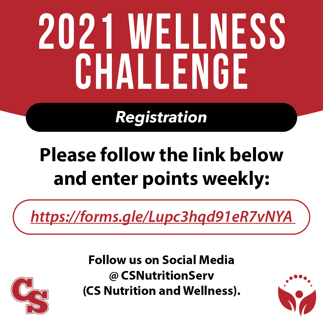 CSNutritionServ's tweet image. Today is the last day to sign up for the 2021 wellness challenge! attached is the link. Sign up! It is open to Canton South students and faculty! 

#2021wellnesschallenge #wellness