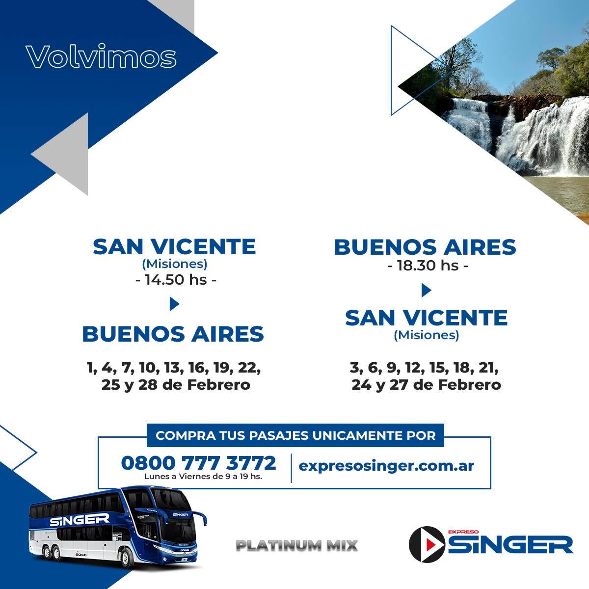 ExpresoSinger's tweet photo. Estimado pasajero ☝
Estas son las nuevas fechas de viaje 🚌
💻 Comprá tu pasaje ingresando a 
https://t.co/gZpZidtlnC  o comunicándote al 
0800-777-3772 📱
#ExpresoSinger #Volvimos https://t.co/wJedxnGJ6m