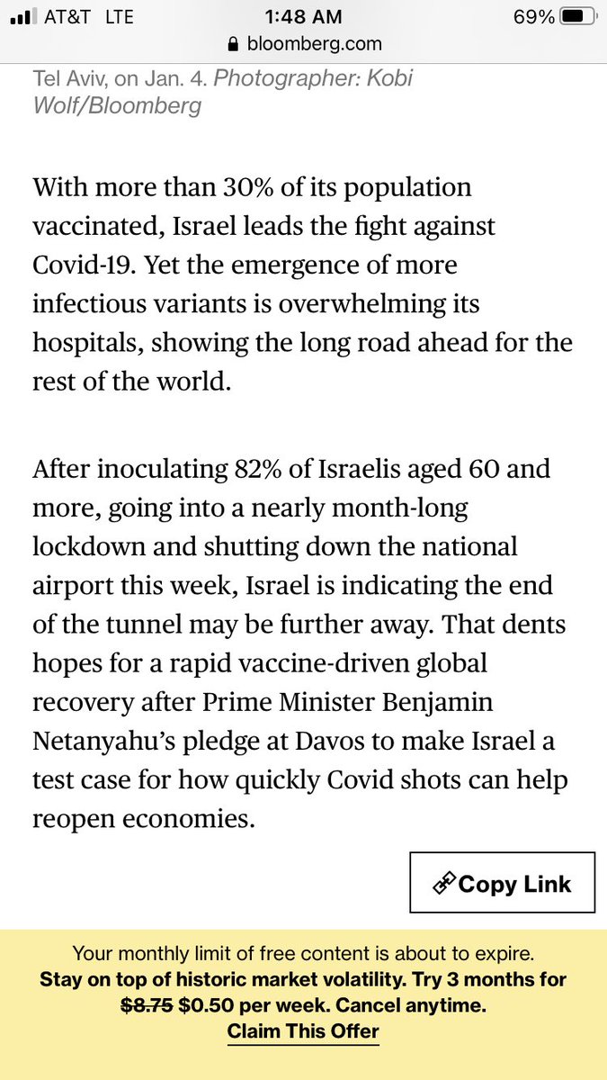 1/ Israel has now officially admitted it does not have a clue why its outbreak remains out of control six weeks after vaccinations began. It continued to blame “variants” - but whatever surge the variants caused has already ended in their countries of origin...