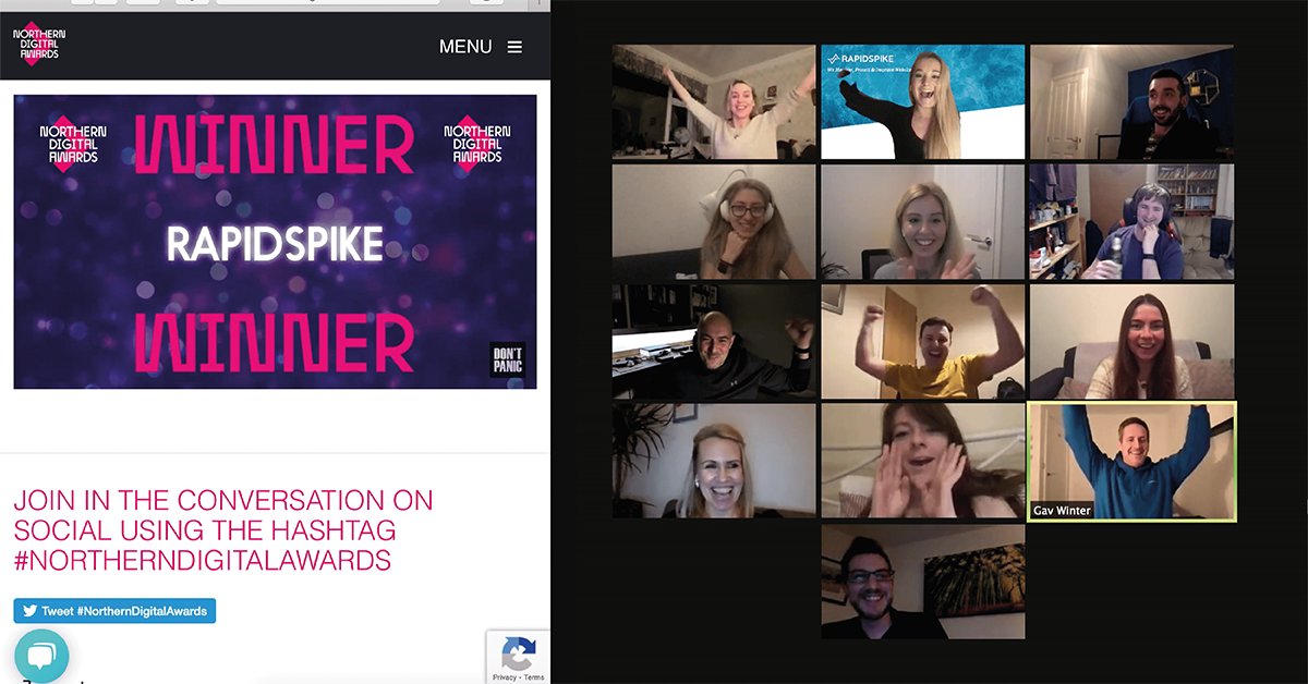 RapidSpike's tweet photo. The moment we found out RapidSpike won Northern Digital Award's Best Digital Tool! 🥳 #NorthernDigitalAwards #YorkshireTech #Leeds @dontpanicevents https://t.co/61Y6dp9Xul