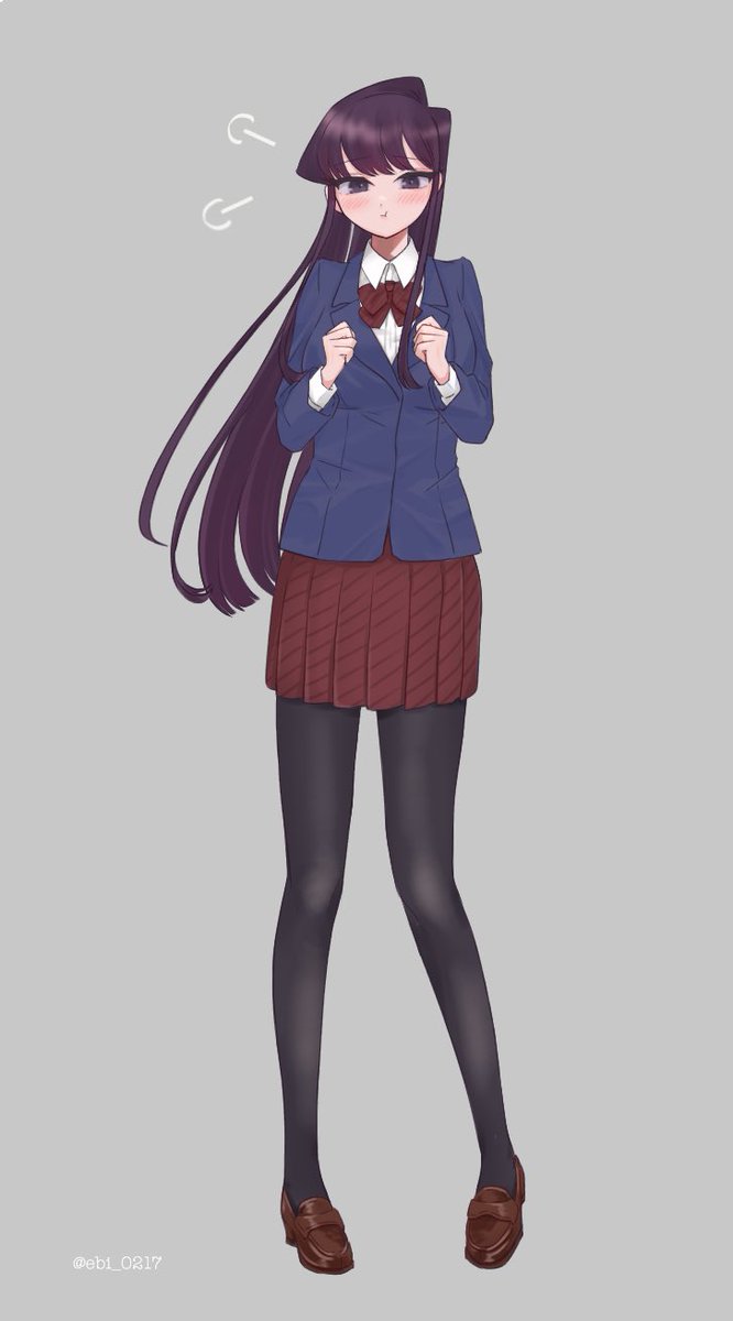 komi shouko 1girl solo pantyhose long hair skirt jacket school uniform  illustration images