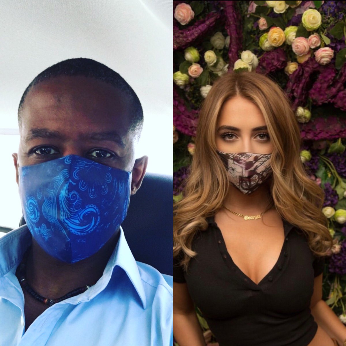 It’s #facemask #Friday Make sure you #mask up so we can get back to work And what better way than in ‘the most comfortable one your face has ever experienced-guaranteed’ GQ Magazine @AdrianLester and @georgiaharisonx making sure they keep others safe #maskup #style #fashion