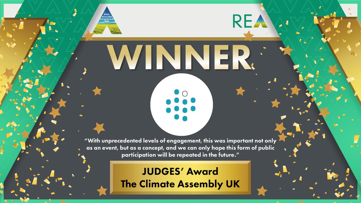 📢This week we won a coveted #BritREAward! 'The significance of this pivotal assembly cannot be understated' @netzerouk member Sue, thanked the judges: 'We need our government to lead the way for us all to become engaged + interested in achieving net zero for future generations'