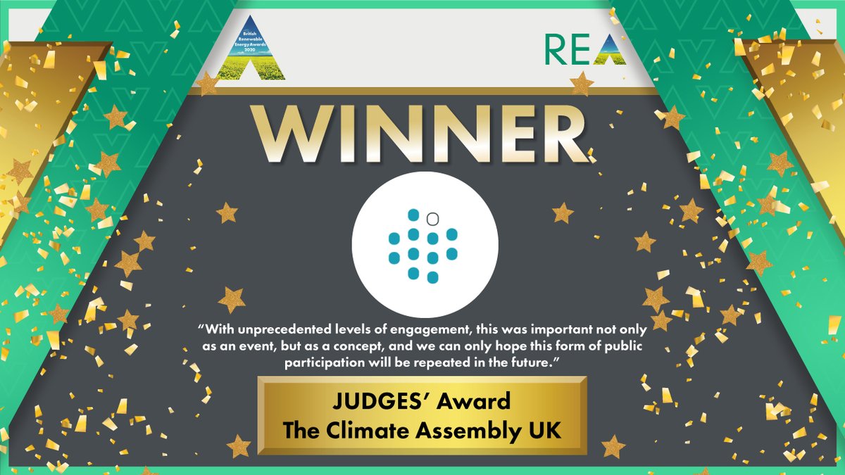 📢This week we won a coveted #BritREAward! "The significance of this pivotal assembly cannot be understated" 
@netzerouk member Sue, thanked the judges: "We need our government to lead the way for us all to become engaged + interested in achieving net zero for future generations"