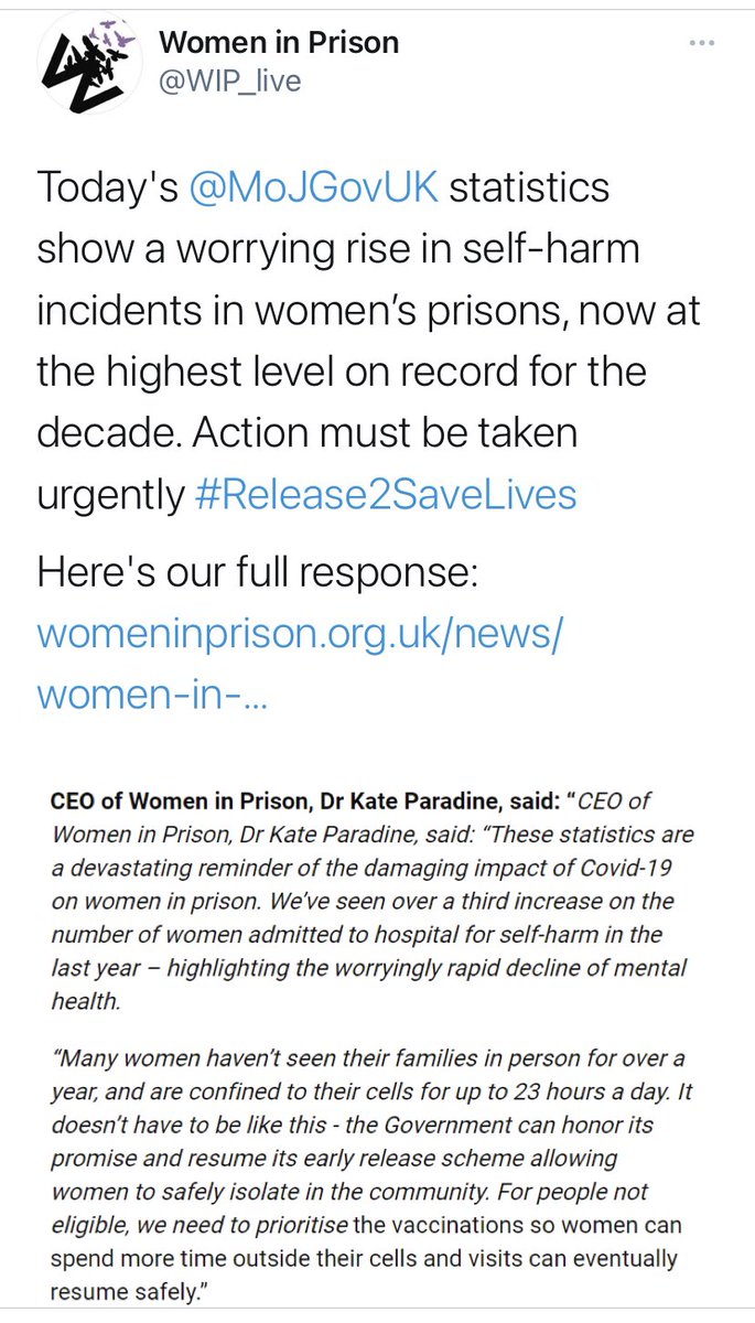 I just noticed that the  @aclu is quoted here advocating for women - I suspect  @chasestrangio will not be pleased they are cited in an article discussing the insanity of permitting male offenders to *choose* to share cells with women, and doesn’t give women a choice in the matter.