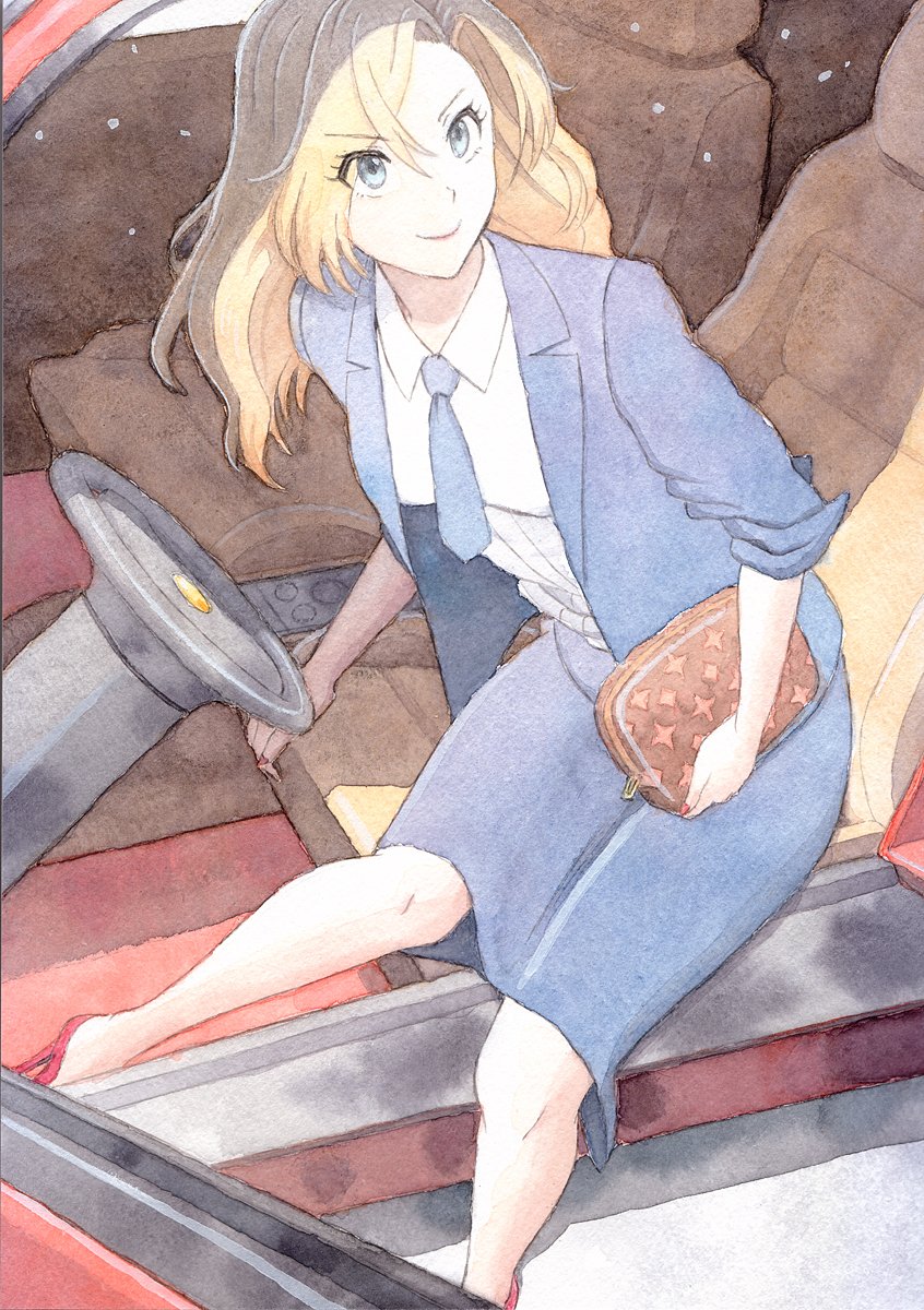 hornet (kancolle) 1girl blonde hair necktie jacket skirt long hair shirt  illustration images