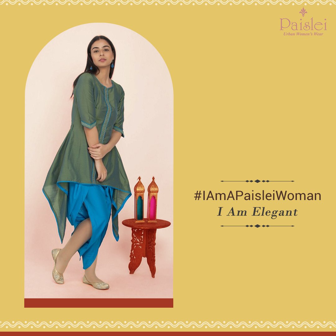 We believe that elegance is simplicity. Stay your elegant and true self by dressing in our Asymmetrical Kurta and Dhoti Set.
#IAmAPaisleiWoman and I am Elegant. If you resonate with this then shop our kurta and dhoti set– bit.ly/3sBfZXL 

#Paislei #PaisleiClothing