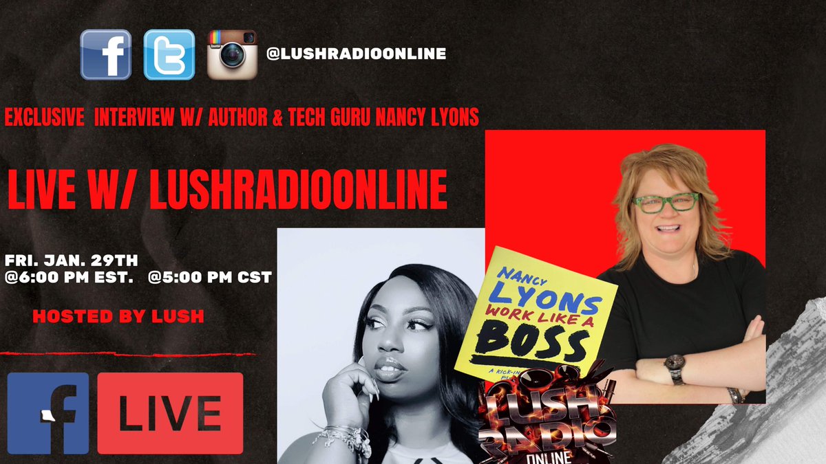 lushradioonline's tweet photo. TODAY! ! 🎤EXCLUSIVE INTERVIEW W/ AUTHOR AND TECH GURU NANCY LYONS
LUSH TALKS TO NANCY ABOUT HER NEW BOOK "WORK LIKE A BOSS " #authors #books #bookclubs #tech #techguru #womenintech #silconvalley #clubhouse #connections #worklikeaboss #bosses #nancylyons @Nylons https://t.co/q12W4H0Svd
