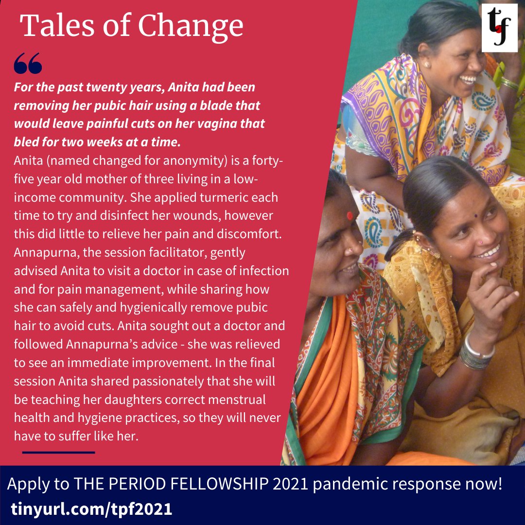 Brining you stories of impact that has been created in this movement to make menstruation a non-issue!
APPLY NOW to the Period Fellowship - Pandemic Response this paid fellowship will focus on reducing gender inequity in rural Bihar, Maharashtra and Madhya Pradesh over 15-months.