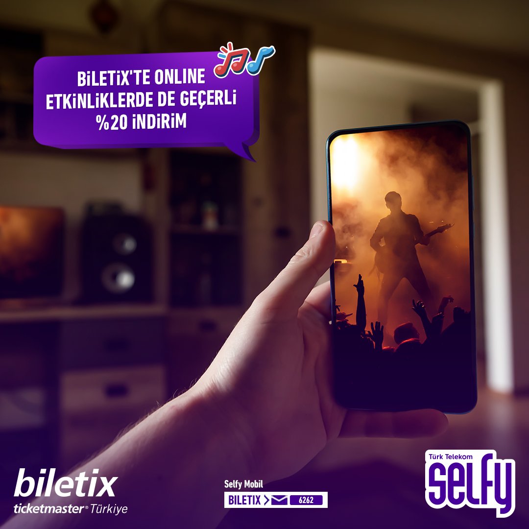 Selfy'liler sahneleri evlerine taşır, %20 Biletix indirimiyle diledikleri etkinliğin keyfini doyasıya yaşar. 💜 Detaylar 👉 https://t.co/P5RB1k9g4L https://t.co/PCNdF1QN4s