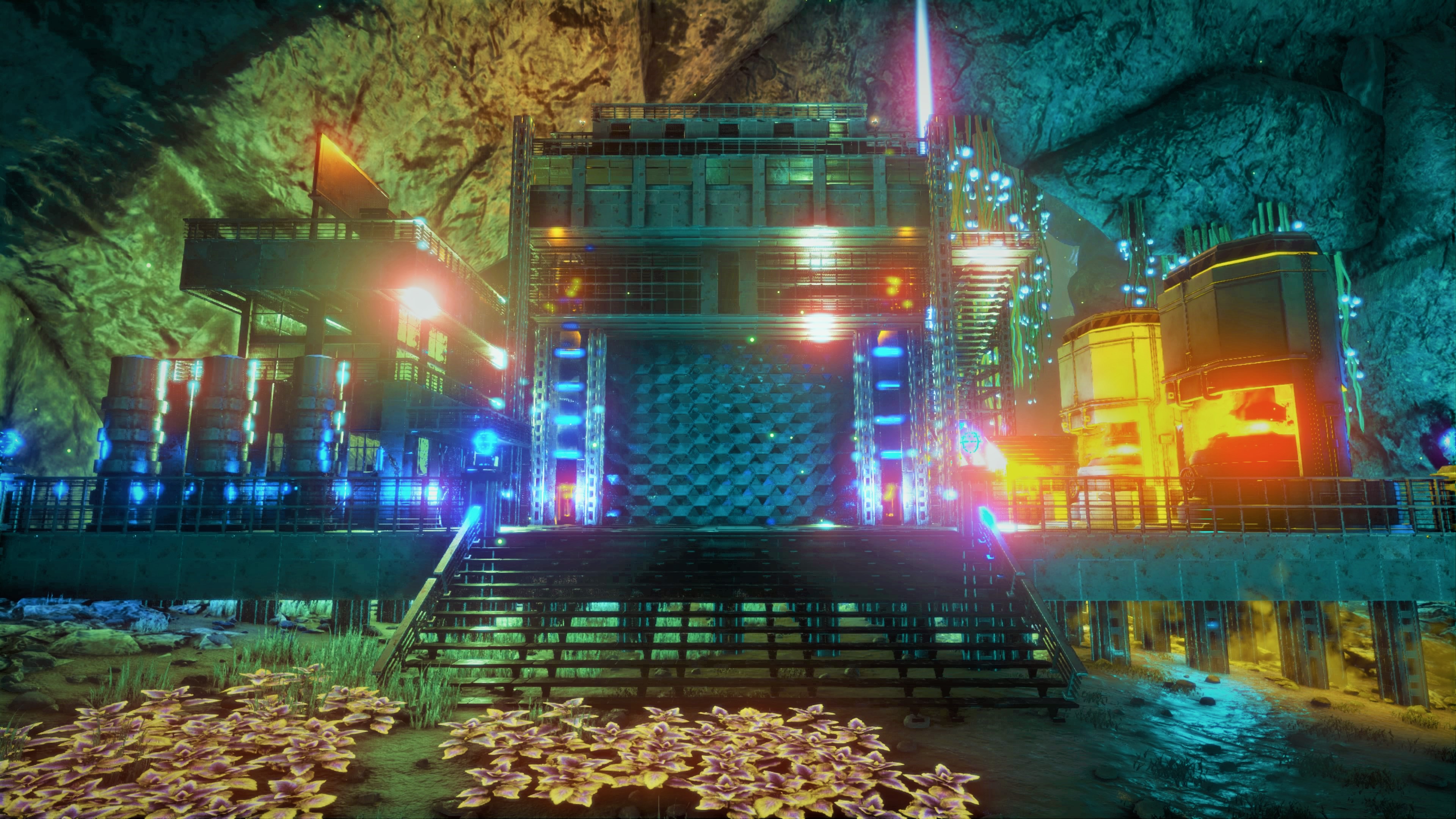 Tabbit Ark Pve アベ中層拠点のご紹介 テーマは Cyberpunkな工場 です 鉄建材の表情と常に暗い中層の雰囲気を生かして 極力無骨に 極力四角く ネオンな雰囲気ギラギラで建ててみました 結構作り込んだのですが スクショだと中々伝わらないので