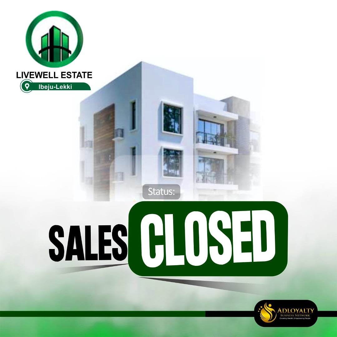 Adloyalty_bn's tweet photo. ANNOUNCEMENT

SALES CLOSED ON LIVEWELL

Kindly Note: Close of  Sales on LIVEWELL ESTATE, Ibeju-Lekki which will be  effective from Sunday January 31st, 2021

This is to provide adequate time for the management to clear and prepare for allocation for our esteemed investors. https://t.co/HyOWaK9y58