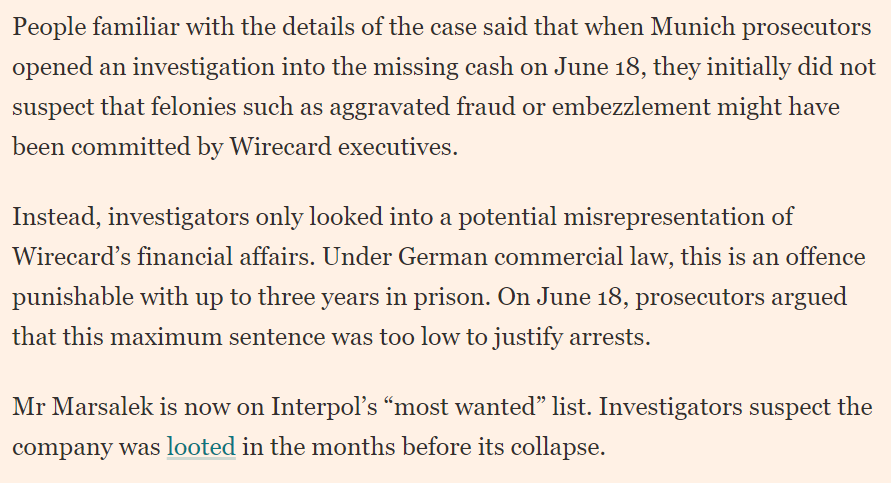 German authorities claiming that when the $2B+ in money came up missing, that they never suspected that there might be fraud or embezzlement going on. Only after they let the crooks get away did that occur to them...