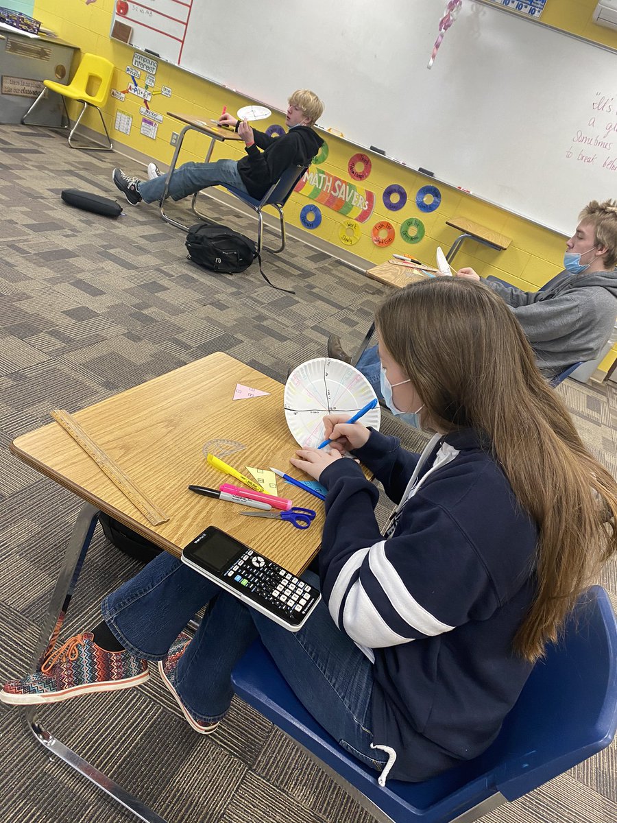 mathlunneborg's tweet photo. Advanced Math students used paper plates to find relationships between 30, 60, 90 triangles and the coordinate plane. #MilnorMath https://t.co/ulfCzODZqr