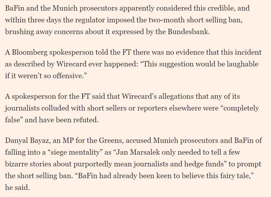 Wonder why it was so easy for German authorities & regulators to believe reporters were shaking down a multinational corporation by threatening to publish or publish bad news about them?Were they just protecting Wirecard or do they know this really does happen every day?