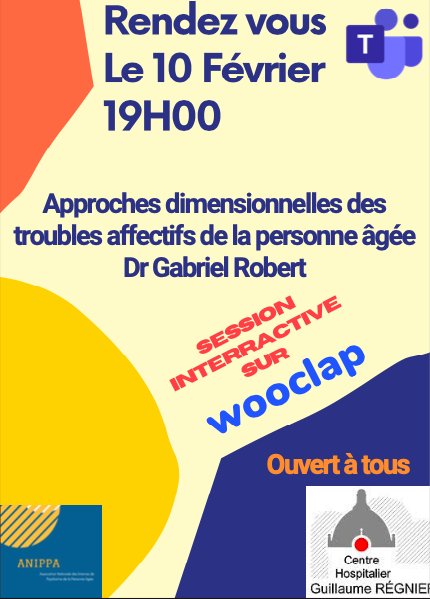 AssociationPpa's tweet photo. Rejoignez-nous le 10 février pour le webinaire ouvert à tous sur l’approche dimensionnelle des troubles affectifs de la personne âgée fait par le Dr Gabriel Robert. Le lien du TEAMS sera diffusé sur les mails des universitaires et des internes. https://t.co/23nhkX4drU