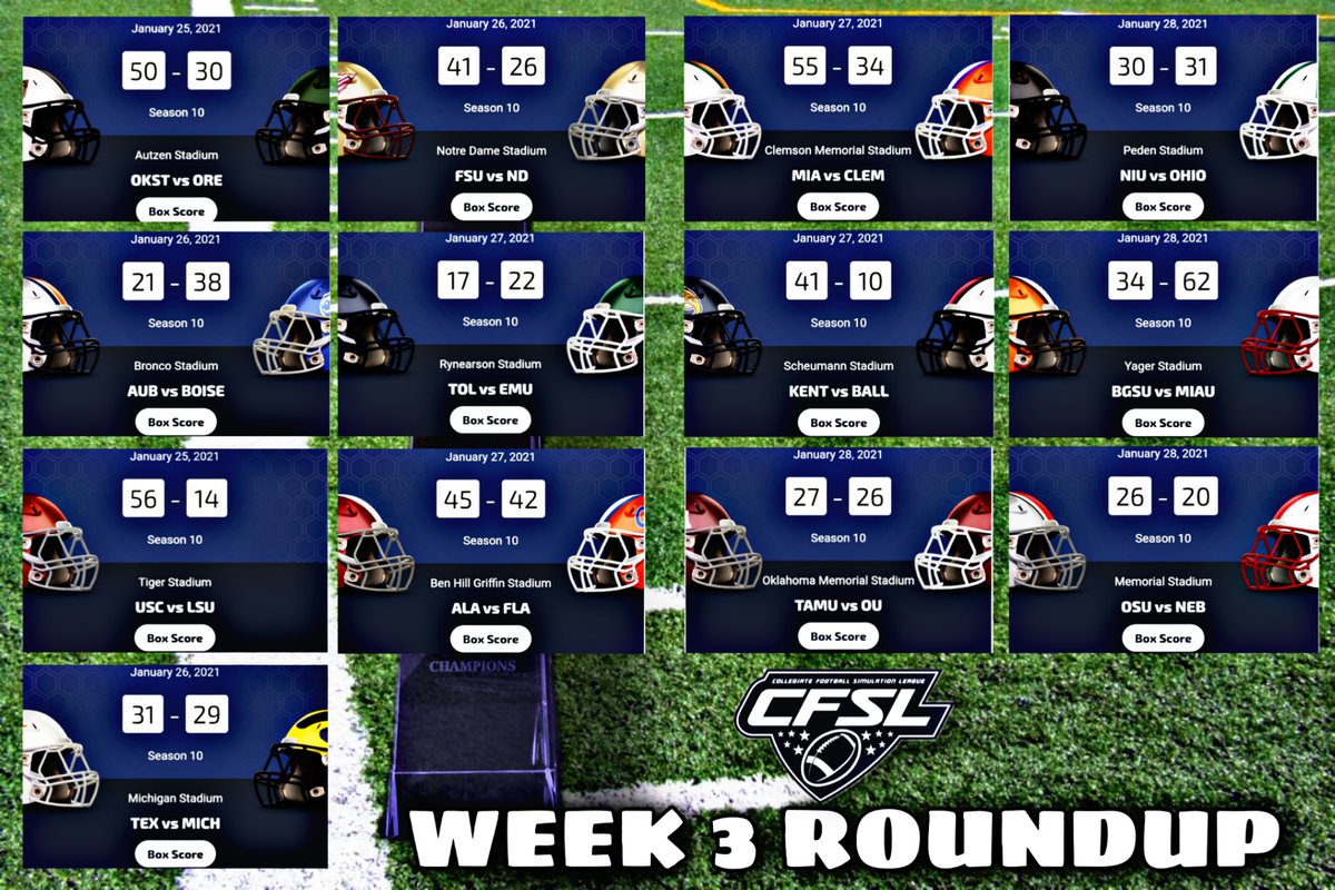 Ohio State beats Nebraska in overtime!!! Great way to close out week 3 in the CFSL, on to week 4!
Here's a recap of this week's CFSL action:

#CFSL #collegefootball #simleague #px1sports #ncaa14