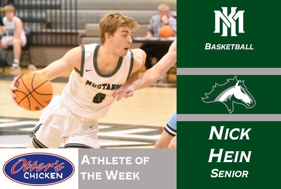 KMHSathletics's tweet photo. Congratulations to this week’s @otterschicken Athlete of the Week, senior basketball player Nick Hein! Nick was instrumental in the Mustangs’ wins over Sprayberry and Lassiter in the last week. Congrats, Nick! @CoachEricBlair @CCSD_AD @cobb_sports @NicholasHein4 @kmhs_ptsa https://t.co/CG9Hnol1JJ