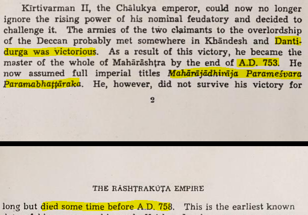 (7)Dantidurga Rashtrakuta, who helped defeat Umayyads in 738 CE, went on to become the Deccan Emperor and establish the Rashtrakuta Empire in 753 CE, ending the Chalukya Rule.