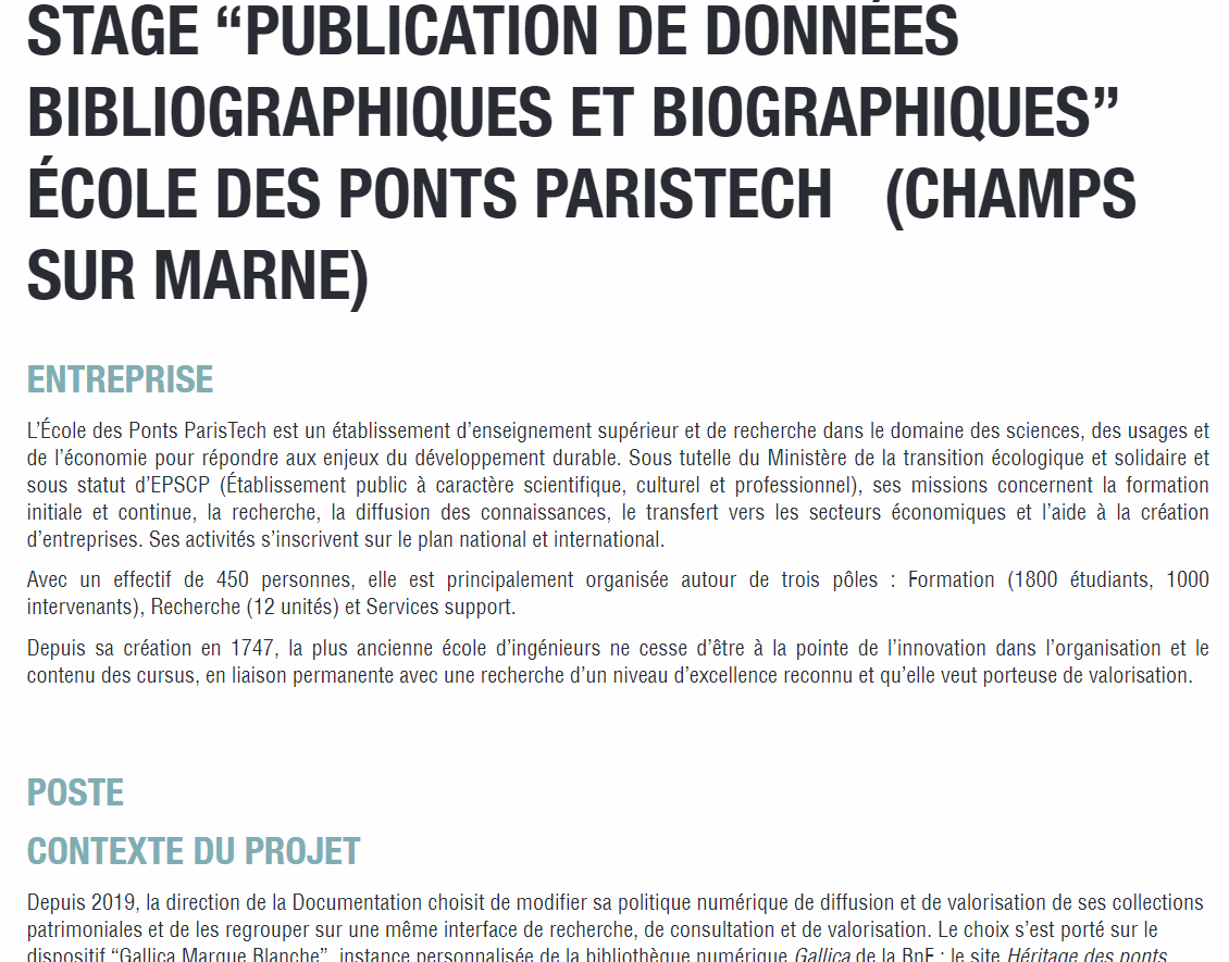 BibdesPonts's tweet image. #stage Il parait qu'un tweet a moins de visibilité le vendredi mais ceci devrait vous intéresser ⬇️
☑️contribuer à @GallicaBnF #marqueblanche
☑️normaliser &amp;amp; valoriser des données #patrimoine
☑️thématiques #phares et balises &amp;amp; biographies des #ingénieurs
➡️ecoledesponts.fr/lecole-recrute…