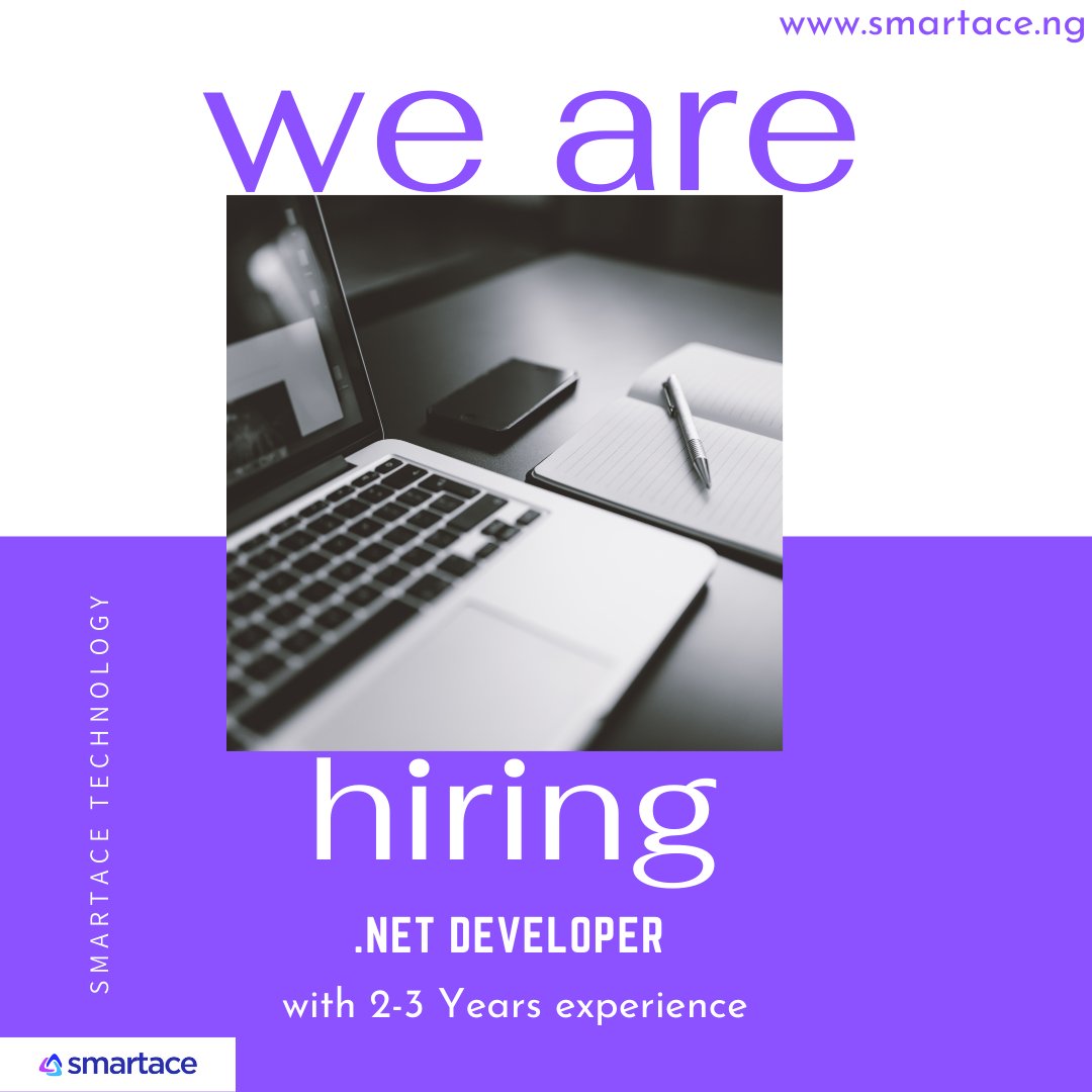 SmartAceSocial's tweet photo. RECRUTIMENT 

Smartace is Hiring a .Net developer with 2-3 years experience.

If this fits your portfolio, Please email your CV to hr@smartace.ng
__________
#Hiring #Vacancy #Developer #.NET #Recruitment #Recruiting #Smartace #HR #ERP #nigeriabusiness https://t.co/86HXxNnf17