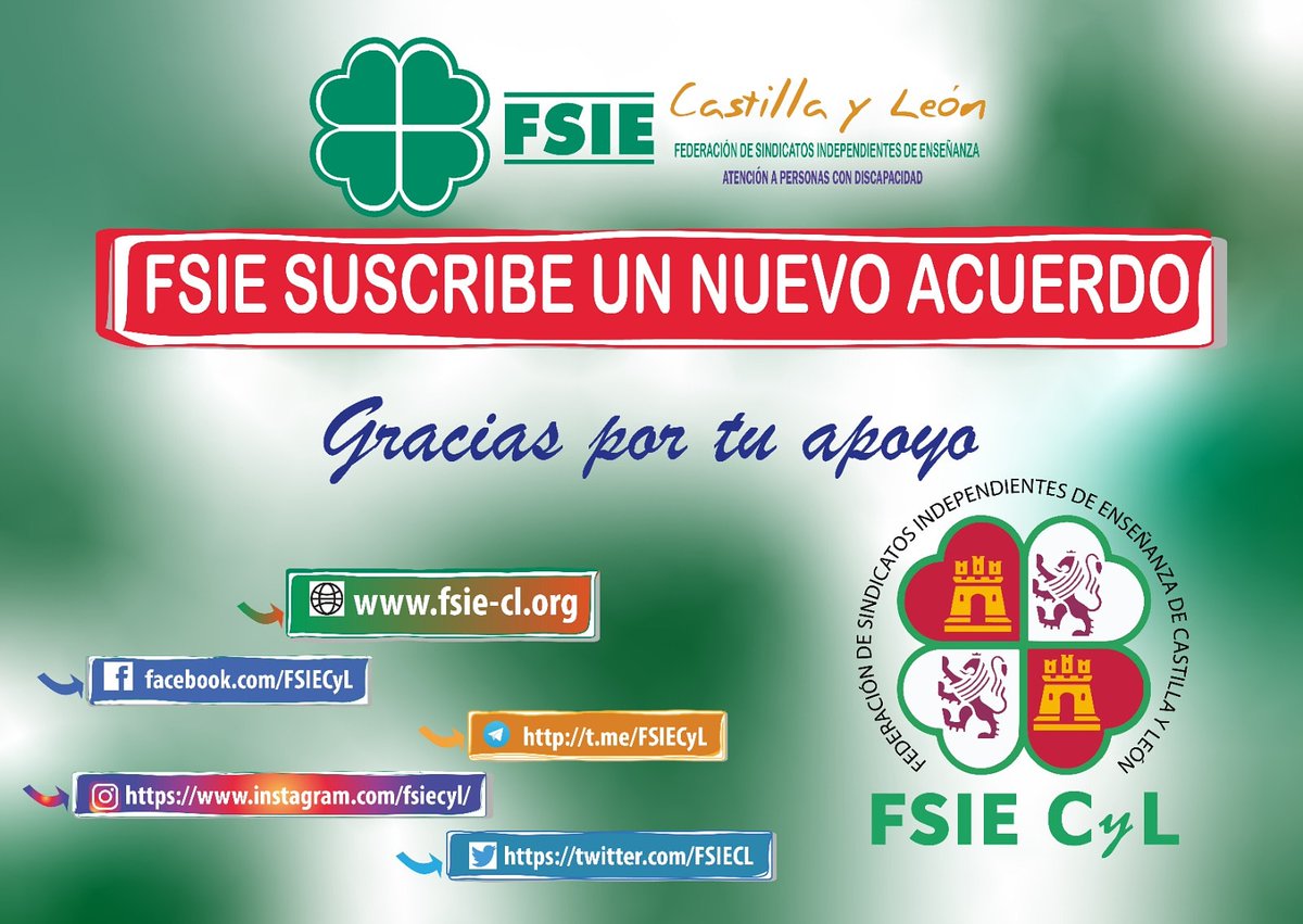 FSIE CyL suscribe un nuevo acuerdo para el mantenimiento del empleo en la enseñanza concertada y la jubilación parcial @fsiecyl #fsie 
bit.ly/3otvhe1 #empleo #centrosencrisis #jubilacionparcial