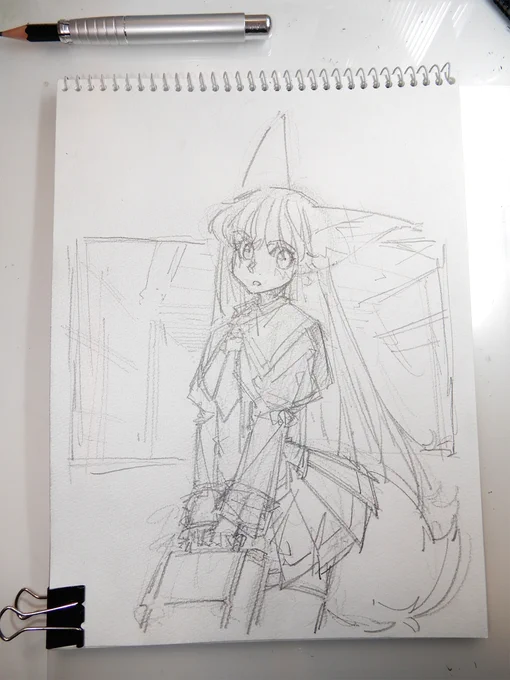 ラフ。この手の背景は慣れてるのでアタリだけです。 