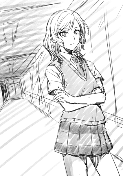 『ナイチンゲールの夜明け』挿絵秘話?
ラフ提出時のものです。
外見は日菜だけど中身は紗夜なので、素で制服間違えて急いで描き直しました～??一発OKでした?? 