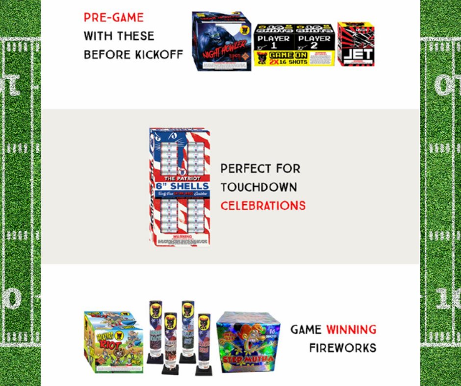 PyroCity_Retail's tweet photo. Take your watch party up a notch with these fireworks!

From pre-game to touchdowns to the big win – we have you covered!

*Our MISSOURI stores are OPEN!

#runitback #chiefskingdom #pyrocity https://t.co/vaJ9nCxO9x
