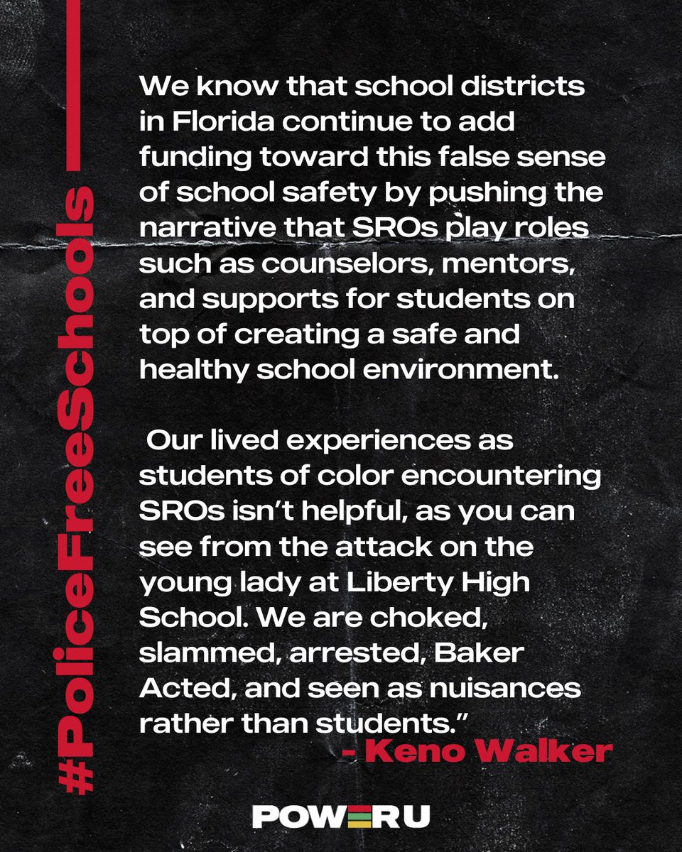 PowerU305's tweet photo. We stand with @adv_project to secure a future of #PoliceFreeSchools ✊🏾 Read the full statement: https://t.co/yS6t7Fy0ZJ

#AssaultAtLiberty https://t.co/VixDYS6Pvr