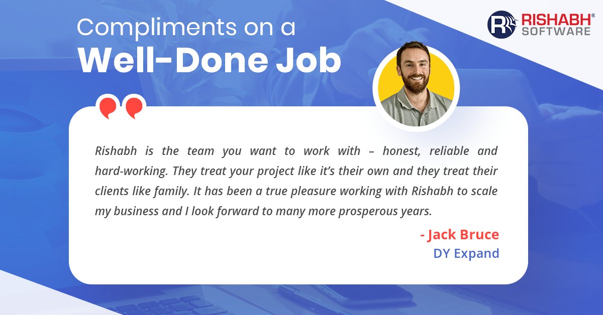 RishabhSoft's tweet photo. "Continually Enhancing Value for Our Global Customers" is our company's vision &amp; we try to live on the values of this vision in every project we execute for our clients.
#clienttestimonial #clienttestimonials #successstory #clients #clientappreciation #testimonials #rishabhsoft https://t.co/j6ic9M3hs6