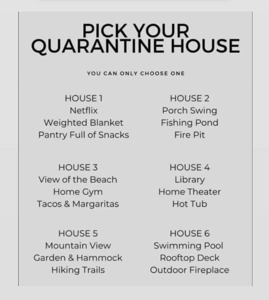 sospunjab's tweet photo. Pick your Quarantine house, 
mine is House 6 plus gym♥️ https://t.co/iF4qh2TDVE