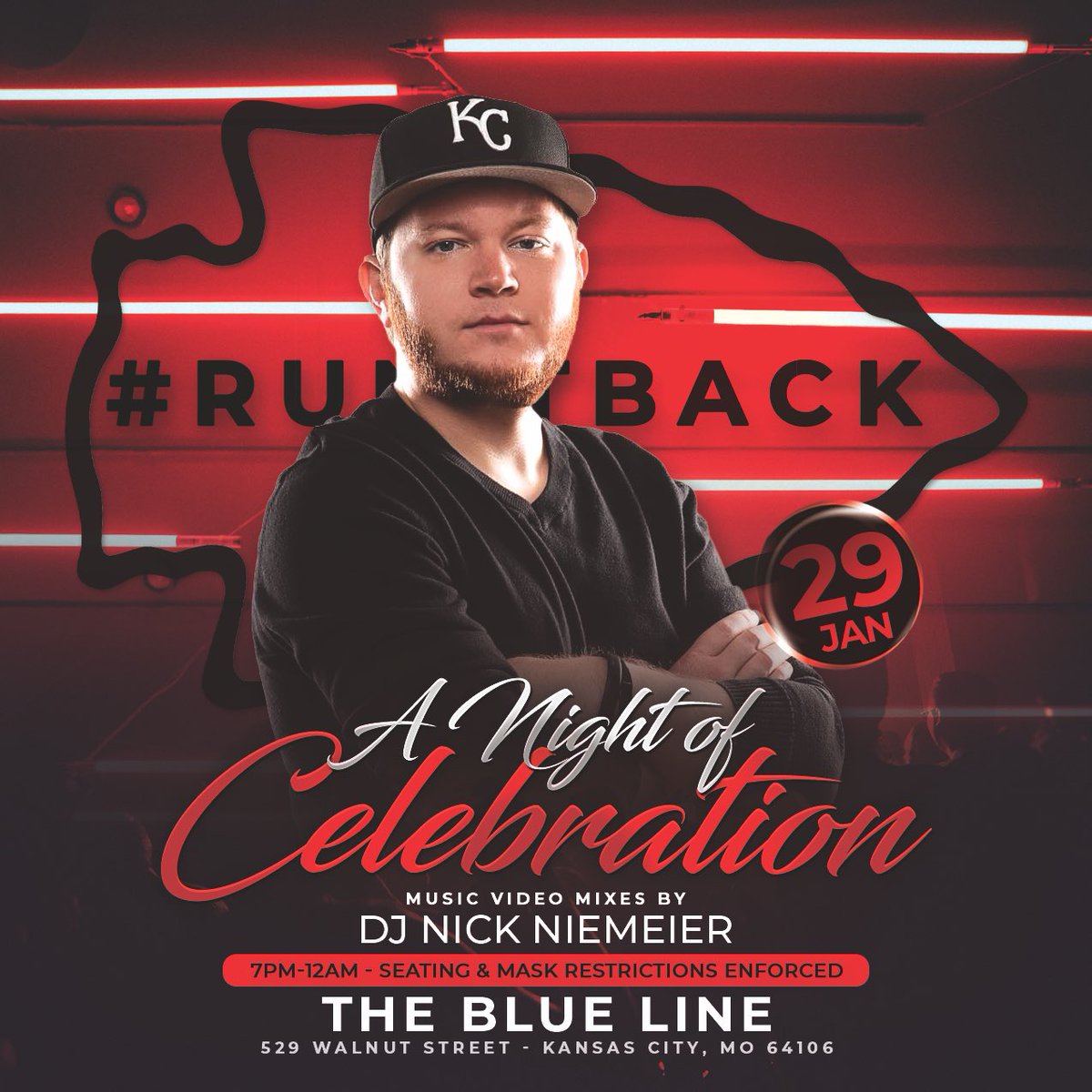 DJNickNiemeier's tweet photo. Heads up #KansasCity! We’re continuing the #RunItBack celebration tonight at @thebluelinekc! I’m spinning music video mixes from 7pm-12am! Also to all of our #LakeOfTheOzarks family in town for the OP Boat Show, word is @DJMikeWatts is making an appearance tonight as well! 🍻 https://t.co/MRHLhJEgSs