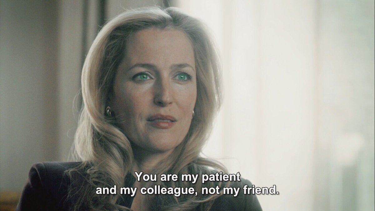 And in the next sequence, he told to his psychotherapist they're friendly with each other and she said don't be annoying Hannibal!