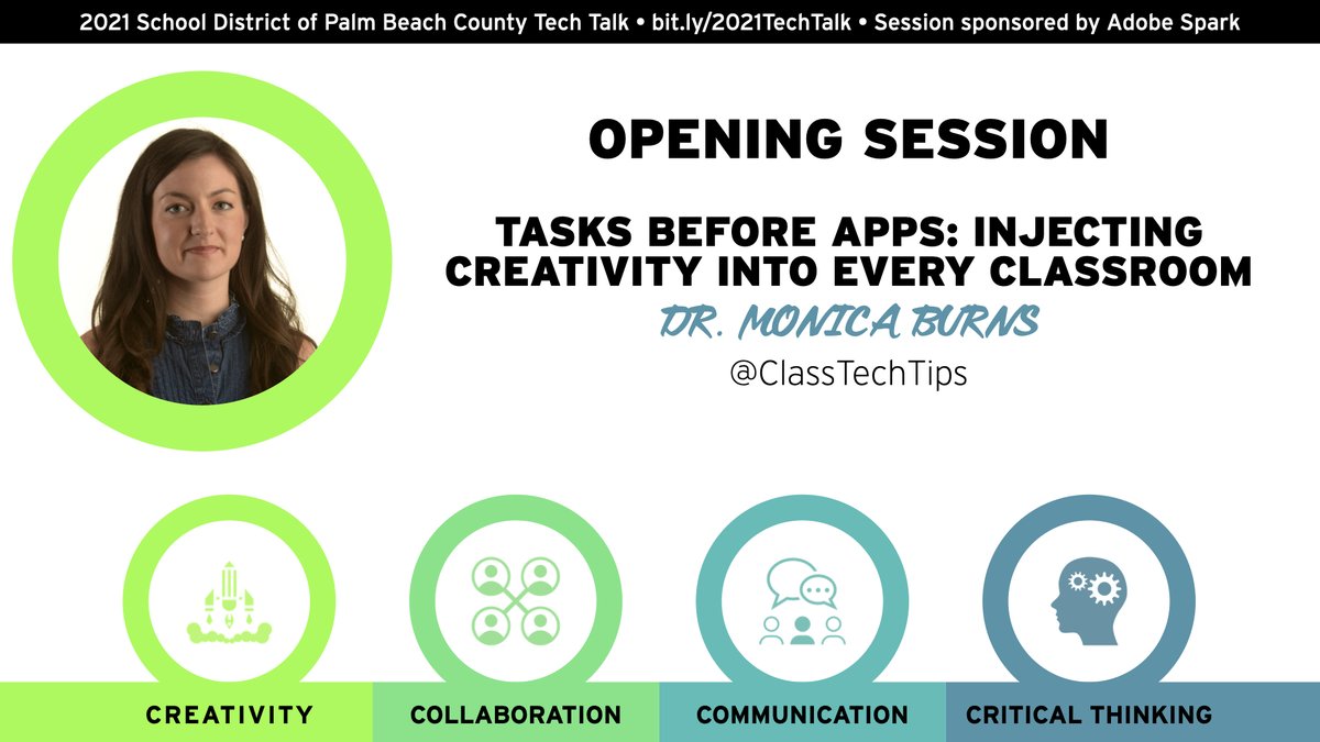 Educational Technology Team in Palm Beach County (@edtechpbc) on Twitter photo The Tech Talk Opening Session is now LIVE! Come learn about the 4 C's from us this morning. <a href="/ClassTechTips/">Monica Burns #EdTech #Education</a> will share how to design tech-rich learning experiences to enhance collaboration & honor curiosity.
Everyone is welcome! Join us now youtube.com/watch?v=tsfUdq…
#pbTechTalk The Tech Talk Opening Session is now LIVE! Come learn about the 4 C's from us this morning. <a href="/ClassTechTips/">Monica Burns #EdTech #Education</a> will share how to design tech-rich learning experiences to enhance collaboration & honor curiosity.
Everyone is welcome! Join us now youtube.com/watch?v=tsfUdq…
#pbTechTalk