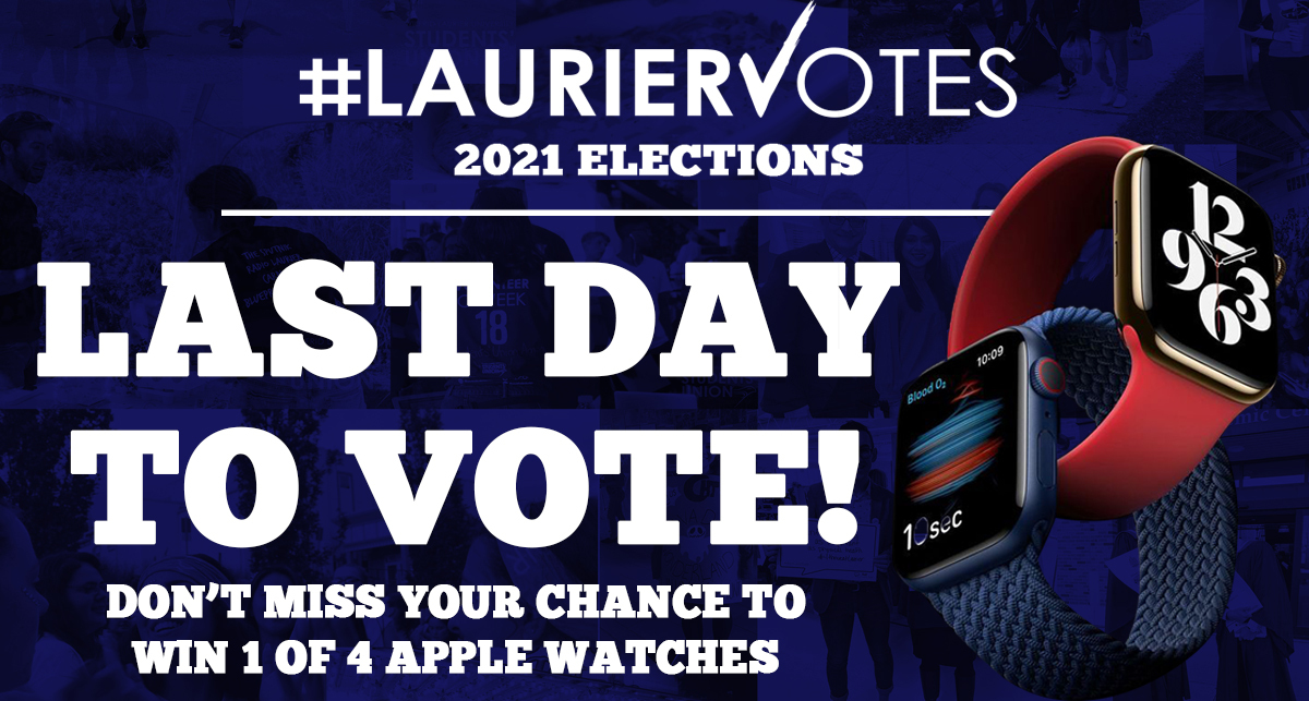 students_union's tweet photo. Voting closes at 8 pm tonight!⏰

Now's your chance to decide who represents you for the 2021-2022 school year. 

Check your emails or click here to vote: https://t.co/AvGfCtA1JM

#LaurierVotes https://t.co/IPRGaxHAPz