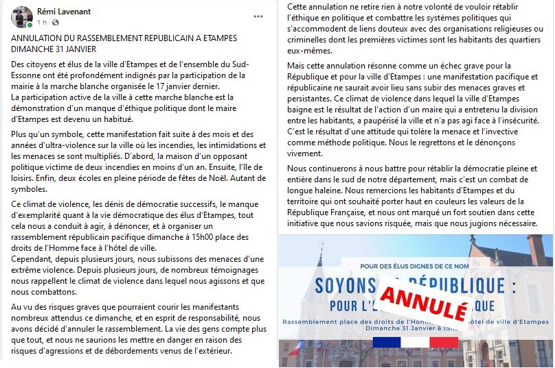 DamienRieu's tweet photo. Des citoyens d’#Etampes ont été indignés que la Mairie de @franckmarlin prenne en charge l’enterrement de deux trafiquants de drogue qui se sont tués en voiture et ont voulu organiser une manifestation. Mais ils annulent sous les menaces. https://t.co/wtaxCwLwRI