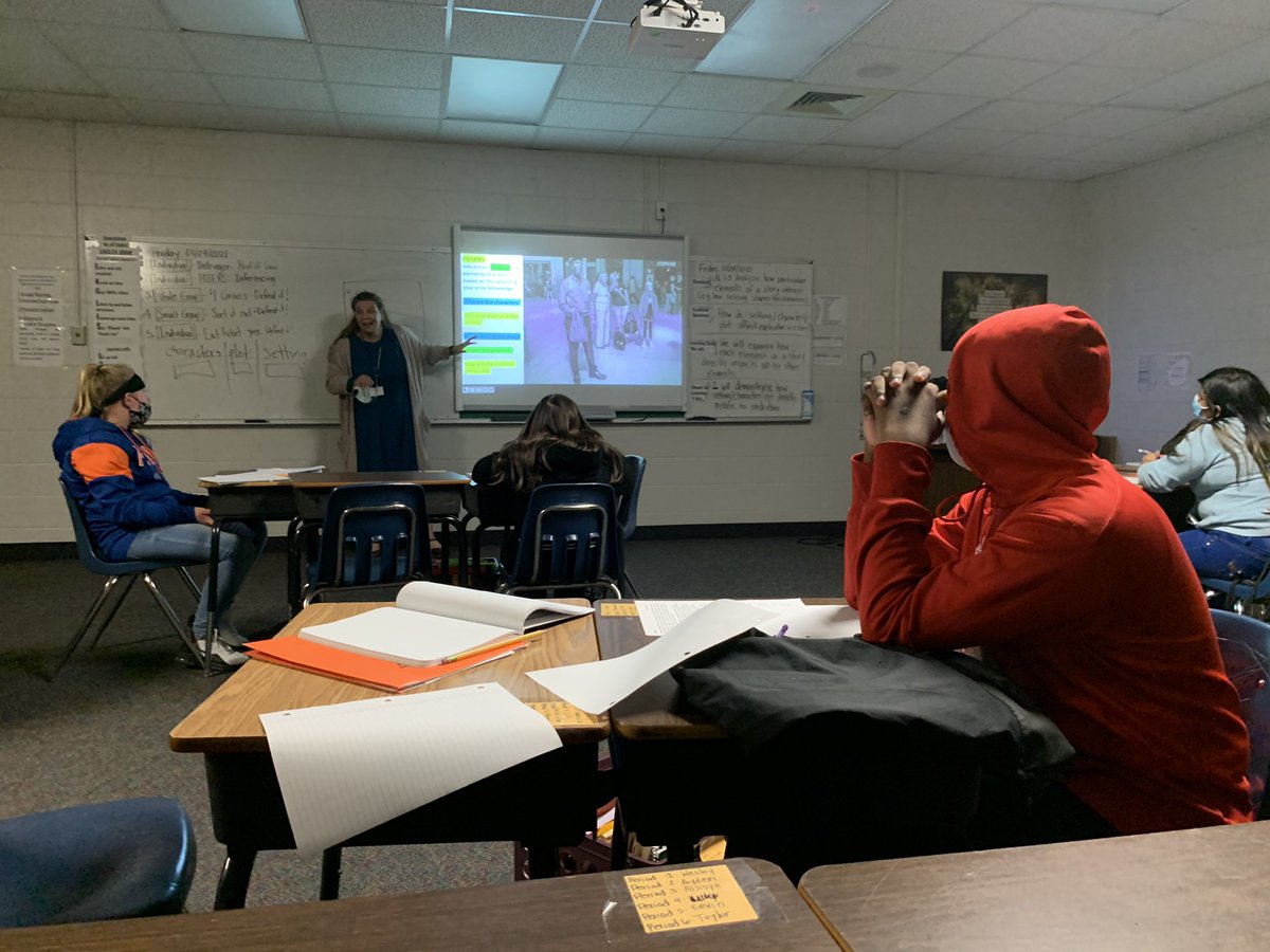 NoraChoquette's tweet photo. Ms. Wolf kicks off her lesson with a quick write bell ringer, then moves into a POSERS exercise, extending thinking by asking learners to create their own Plot, Setting, Characters, &amp; Theme based on their POSERS analysis! 🦅🍎🦅 @LakeWeirMiddle @wkmcateer4 @BenWhitehouse98 https://t.co/eWHrR07psm