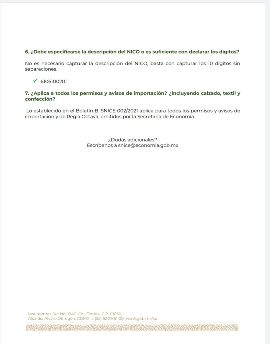 SNICEmx's tweet photo. La captura del NICO en las solicitudes de permisos, avisos de importación y regla 8va expedidos por la @SE_mx facilita la identificación de las mercancías y la elaboración de estadísticas de comercio exterior🤓📊.

📌 Conoce las preguntas frecuentes respecto al B.SNICE 002/2021⤵️ https://t.co/q6oMjBRpeZ