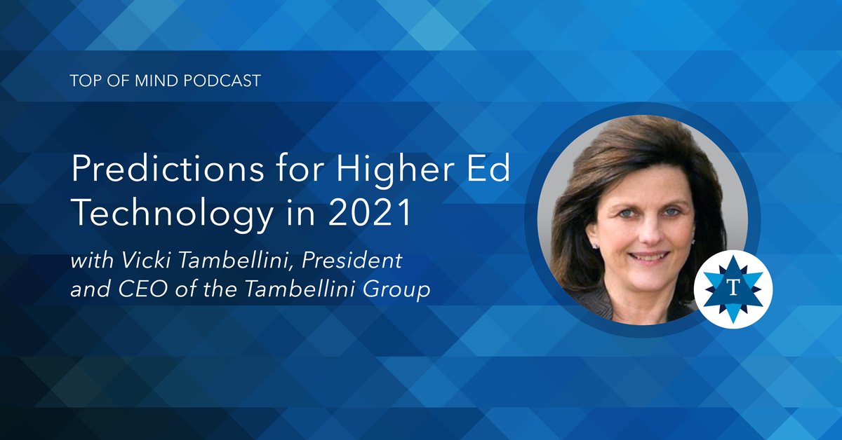 TambelliniGroup's tweet photo. Our #CEO @vickitambellini shares 3 big #IT trends, 1 controversial prediction, and some crucial advice for #highered #digitalleadership in the #newdifferent of 2021. Check out @TambelliniGroup podcast for these insights and more: https://t.co/sM8oIUuXXU.
#CIO #cloudsecurity https://t.co/gOim1vU9ID