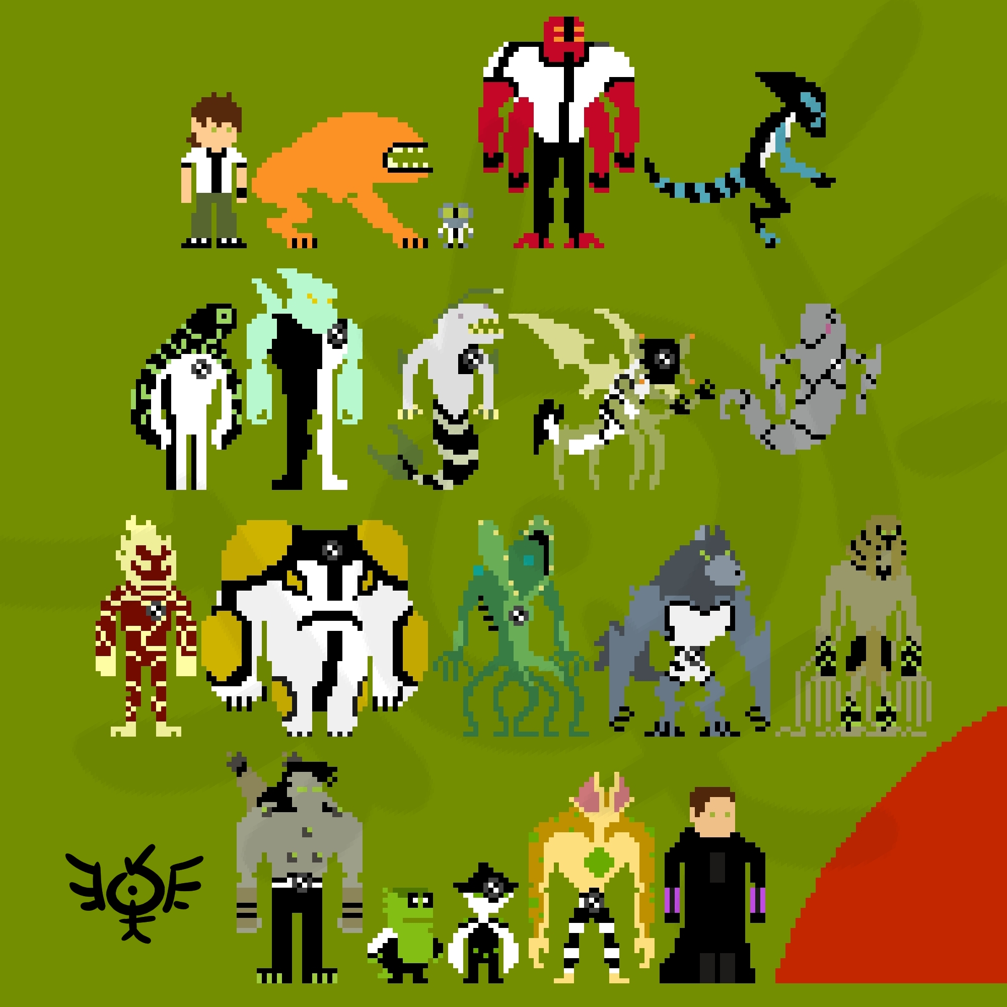 Y0L0TH3M4N Jordi on X: I made every Ben 10 AF alien as pixel art, hope you  like it. / Hice a todos los aliens de Ben 10 FA en pixel art. Part