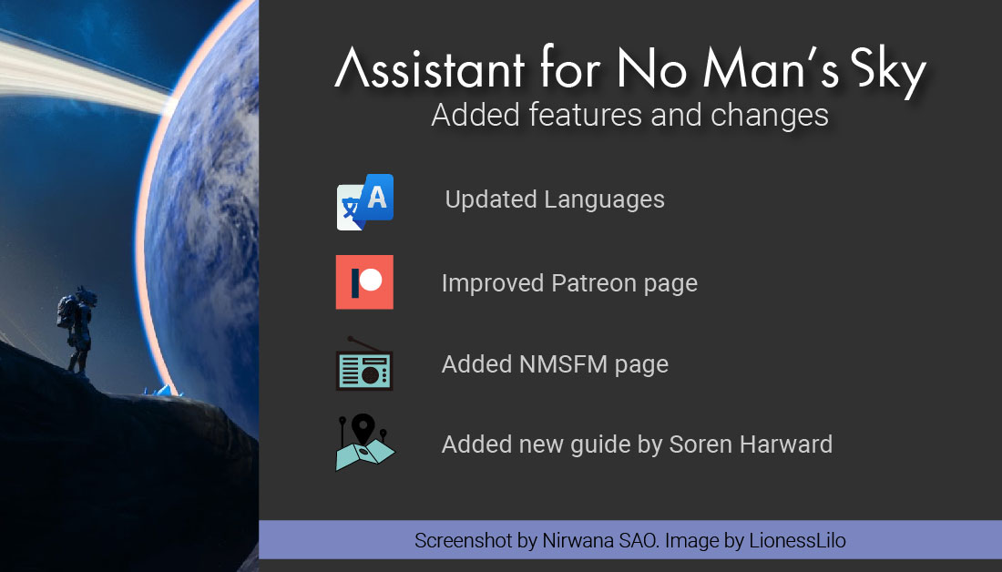 AssistantNMS's tweet photo. Assistant for NMS - 1.71 Update 🥳🎉
#NoMansSky #Origins #NMSAssistant #AssistantNMS #App #Android #IOS #NoMansSky #Desolation #NMSAssistant #AssistantNMS #App #Android #IOS
- Image created by @Lioness_Lilo and screenshot by Nirwana SAO. https://t.co/lfcsxRPZjs